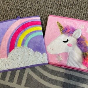 Unicorn and Rainbow Plush Storage Bins